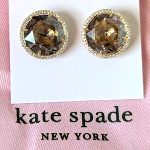 Kate Spade She has Spark Statement Studs in Gold Quartz with White Stone Halo💎